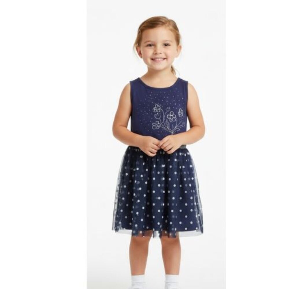 Joe Fresh Navy Polka Dot Dress for Girls Medium 7-8 Years